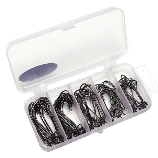 

100 pieces/batch fishing hook set combination 2 1 1/0 2/0 3/0 carp fishing hook with hole accessories