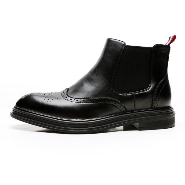 

boots fall beginning shoes winter boots pu men's leather menstrual fashions chelsea of tornozelo v1j5, Black