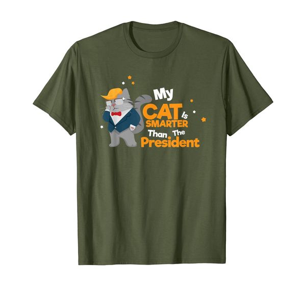 

my cat is smarter than the president t-shirt i resist shirt, White;black