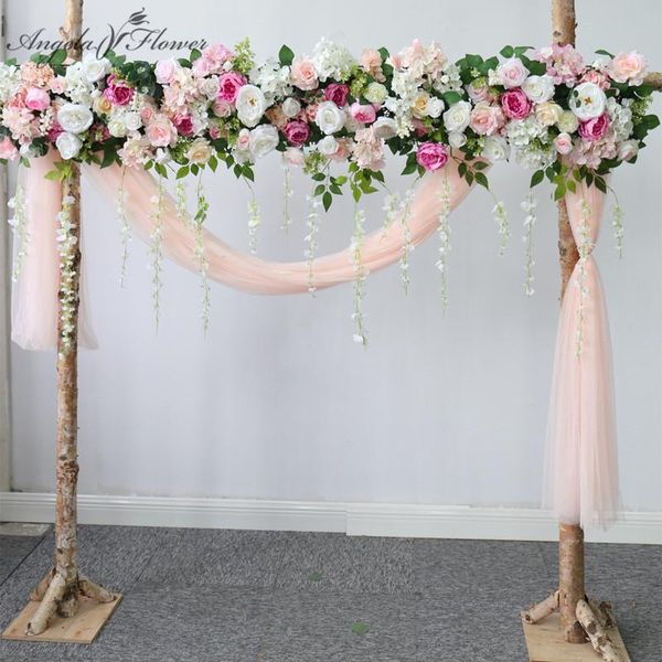 

decorative flowers & wreaths custom pink wedding floral arrangement arch artificial corner flower vine window shopping mall party home decor