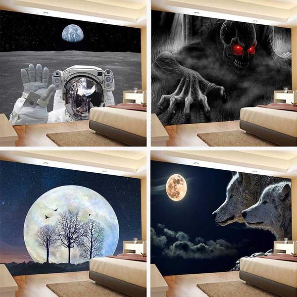 

tapestries wolf seabed animal pattern tapestry bedroom decoration 100% polyester color printing home wall hanging