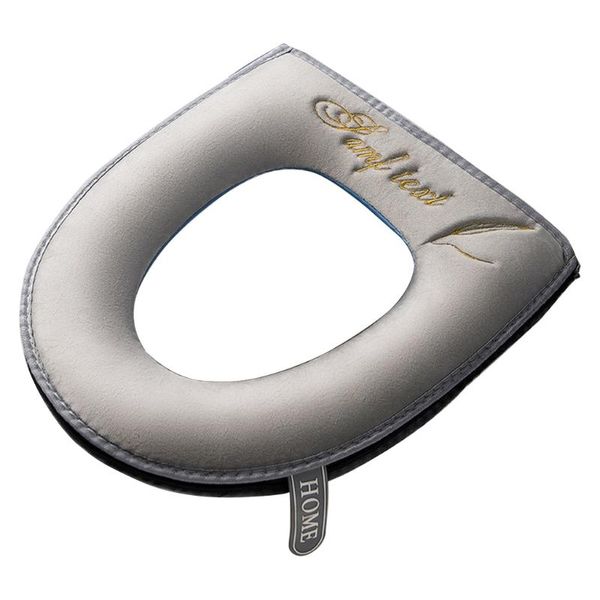 

toilet seat covers universal winter warm velvet cover with zipper flip lid handle tab letters embroidery washable waterproof pad