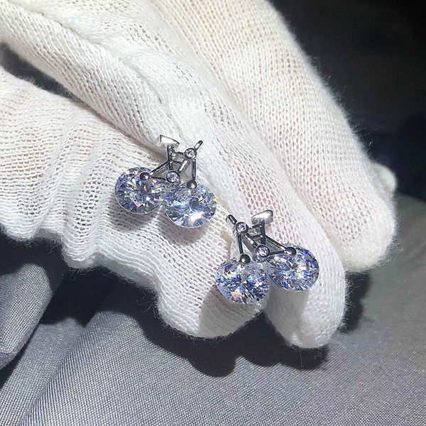 

stud s925 sterling silver color earring for women real natural diamond gemstone bizuteria solid 925 jewelry wedding earrings, Golden;silver