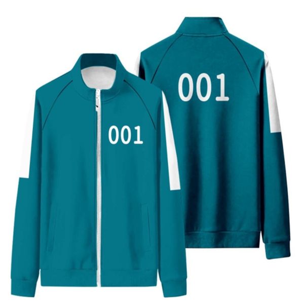 

squid game men's tracksuits li zhengjae same jacket pants 456/218/067/001 autumn casual polyester stand-up collar sweatshirt gym clothi, Black