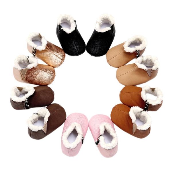 

first walkers born baby girls boys booties winter warm fur ling sneakers non-slip rubber soft sole toddler infant prewalkers boots