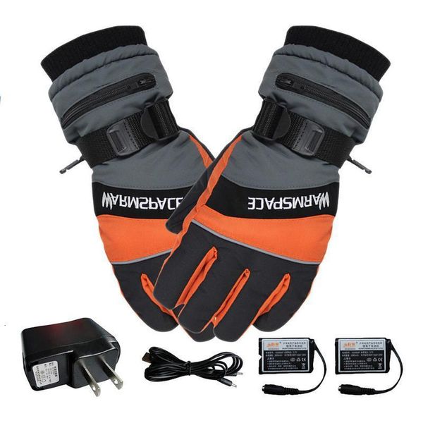

1 pair winter usb hand warmer electric thermal gloves waterproof heated gloves battery powered for motorcycle ski gloves, Blue;gray