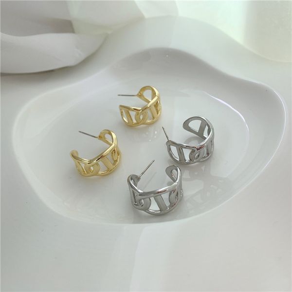 

hbp fashion south korea dongdamen women's cool style hollow out metal c-shaped simple temperament with earrings, Silver