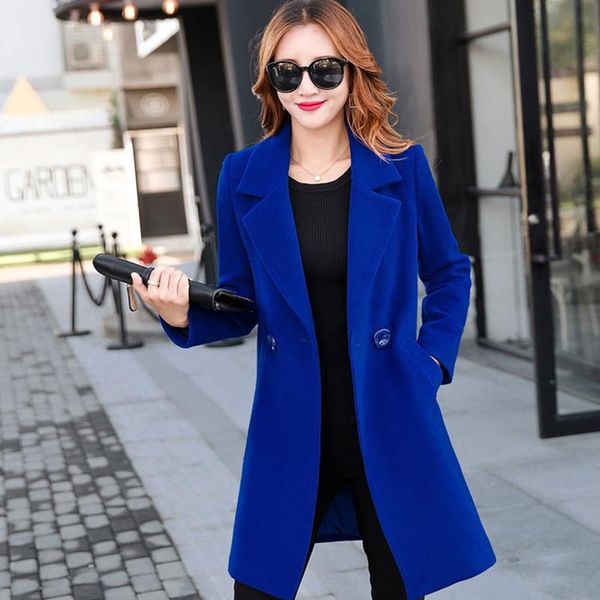

women's wool & blends elegant female cashmere jackets wool&blends bomber coats women jacket coat 2021 winter fashion long sleeve plus s, Black