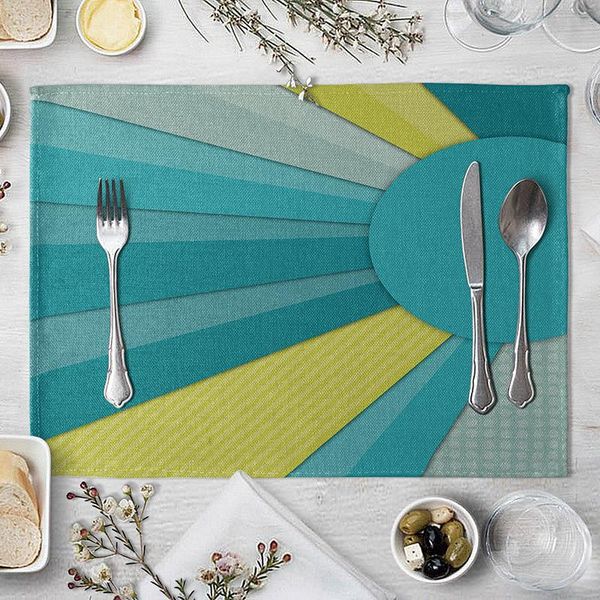 

mats & pads geometric blue mat tableware drink cup for kitchen dining table placemat accessories