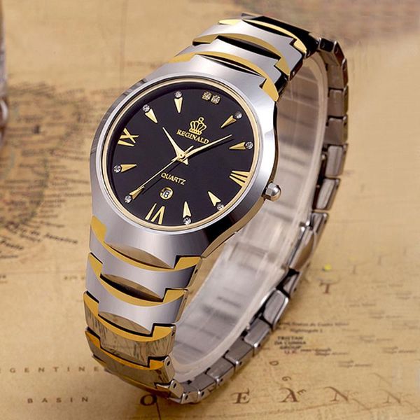 

wristwatches 2021 reginald watch men luxury watches tungsten steel quartz boss business wristwatch relogio masculino reloj hombre, Slivery;brown