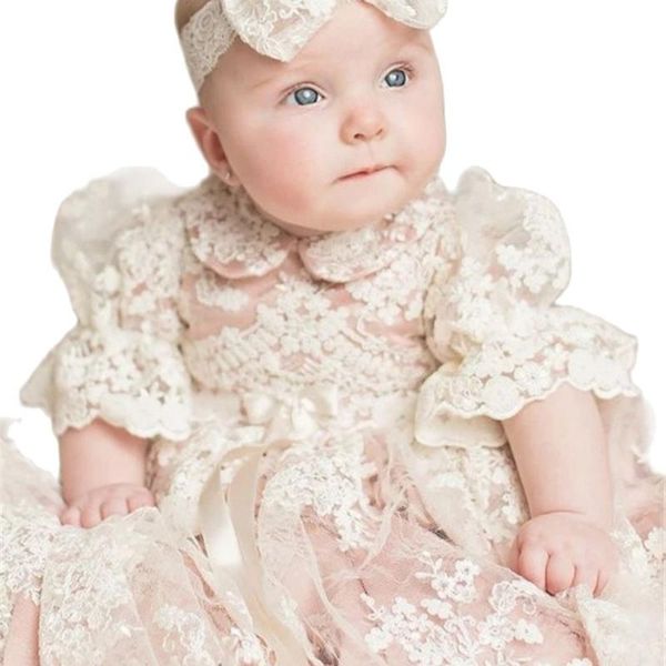 

girl's dresses baby girls christening gown baptism dress infant toddler clothes lace applique blush heirloom set with headpiece, Red;yellow