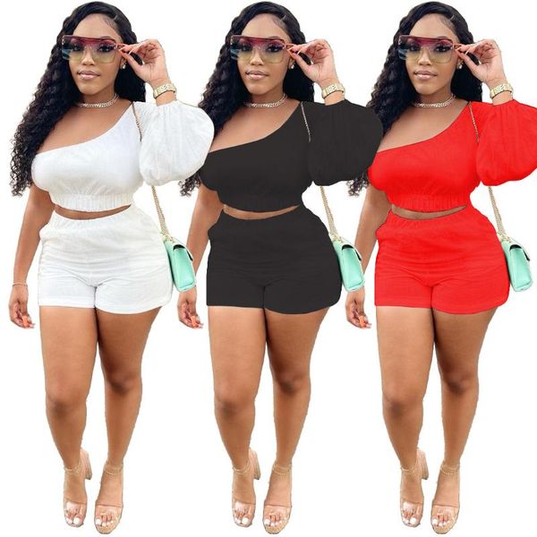 

women's tracksuits personality street wear fashion casual solid color pocket loose single sleeve shorts customized two piece suit, Gray
