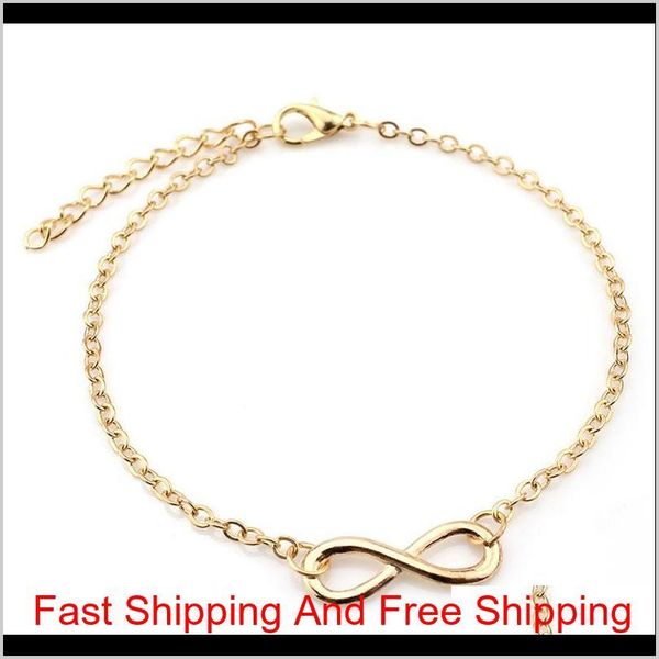 

gold infinity charm anklets bracelets with classic 8 foot chain barefoot sandals jewelry for women beach pool par qyleul luckyhat, Red;blue