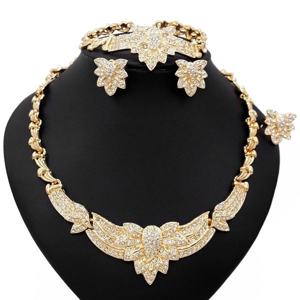 

earrings & necklace yulaili african jewelry sets gold color crystal bangle ring bridal wedding elegant romantic jewelery set, Silver