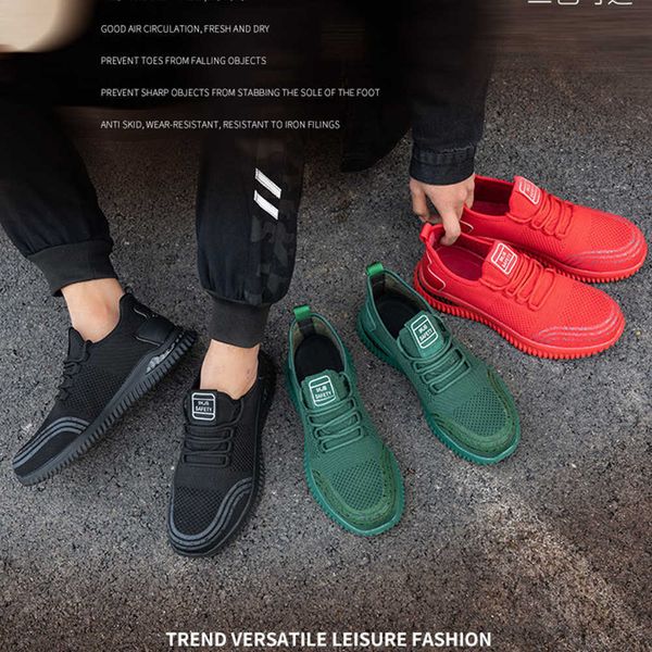 

safety shoes breathable summer safety shoes steel header-smashing anti-piercing industrial safety shoes 211007, Black;brown