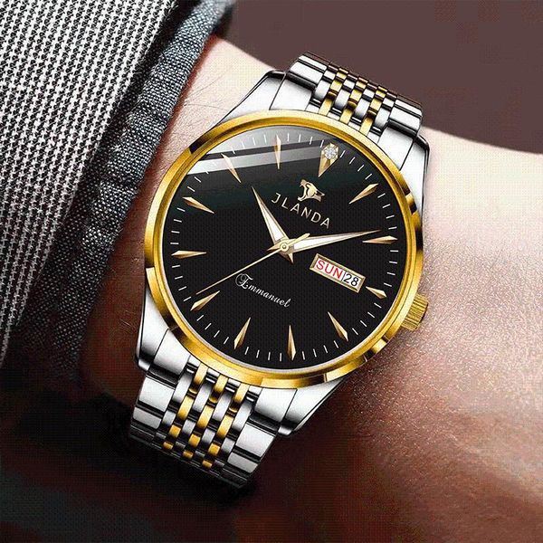 

wristwatches jlanda men's quartz watch sports waterproof luminous stainless steel relogio masculino 6703, Slivery;brown