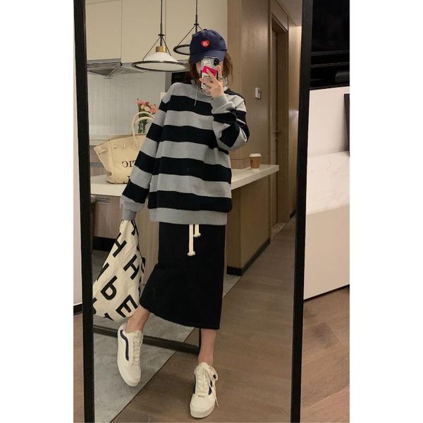 

women's hoodies & sweatshirts jacket casual all-match comfortable short autumn and winter gray sports stripes, Black