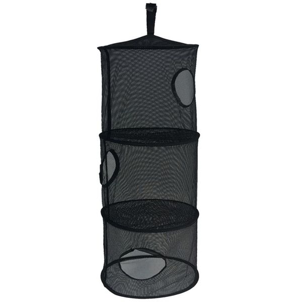 

bathroom shelves three-layer hanging zippered drying net dryer mesh rack