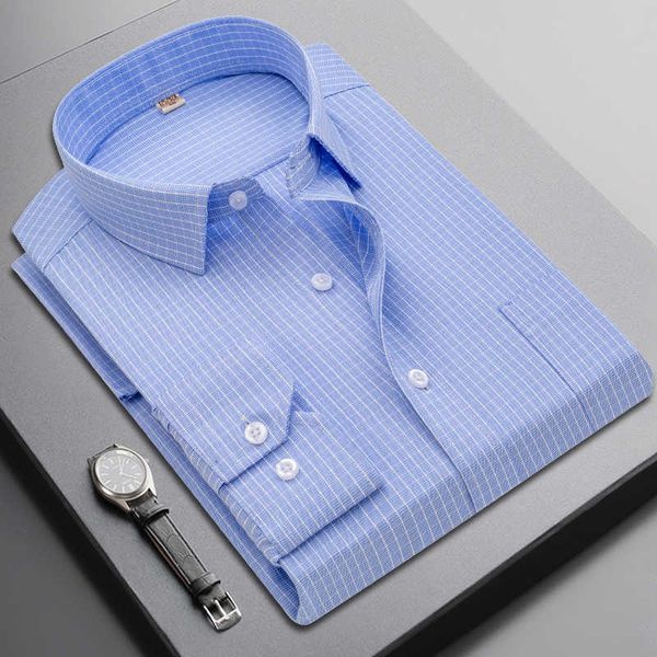 

brand men shirt male dress shirts striped men's casual long sleeve business formal plaid shirt camisa social 210628, White;black