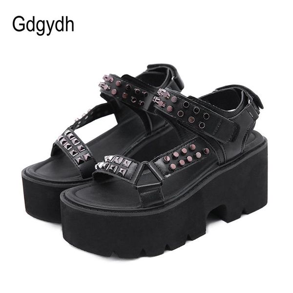 

gdgydh summer women sandals shoes open toe punk style female platform shoes fashion gothic black women drop shipping