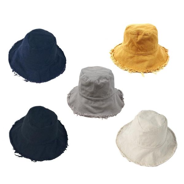 

wide brim hats summer bucket outdoor fisherman sun hat trendy funny cap for men women with rough selvege cotton blend made caps, Blue;gray