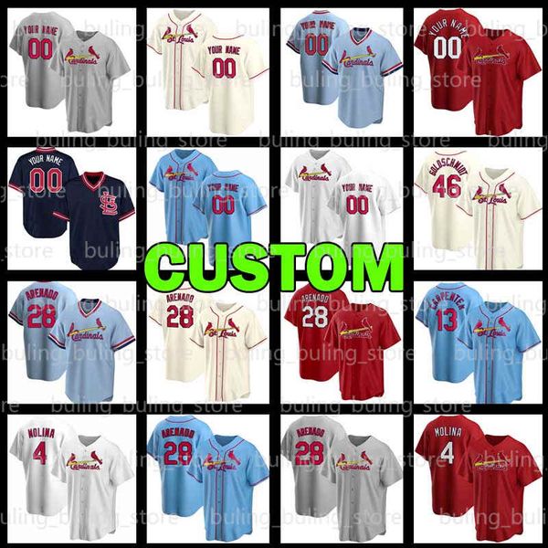 

4 yadier molina jersey custom st louis cardinal 28 nolan arenado paul goldschmidt ozzie smith 48 harrison bader baseball jerseys, Blue;black