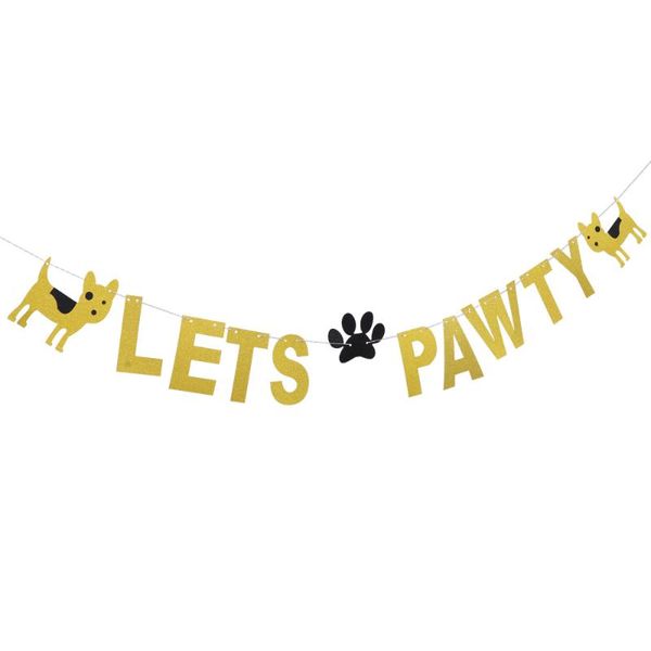 

party decoration 1pc lets pawty banner garland pet themed dog supplies