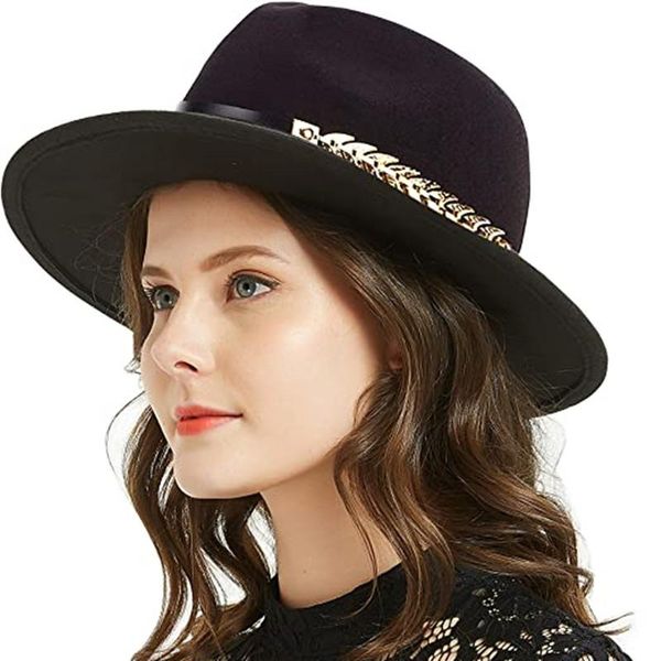 

wide brim hats fedora wool felt women black colour with belt panama trilby formal party cap fashion jazz hat wholesale, Blue;gray