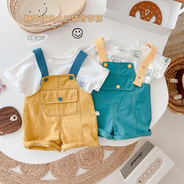 

jumpsuits toddler kids overalls summer baby casual fashion solid short for boys and girls child cute lovely shorts, Blue