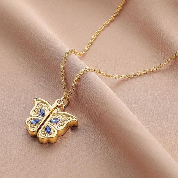 

pendant necklaces 2021 accessories for women open diamond po box butterfly necklace heart-shaped fashion gift, Silver