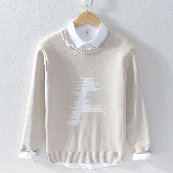 

2021 autumn and winter new style long-sleeved thick round neck sweaters for men fashion comfortable sweater mens chandail x0ks, White;black