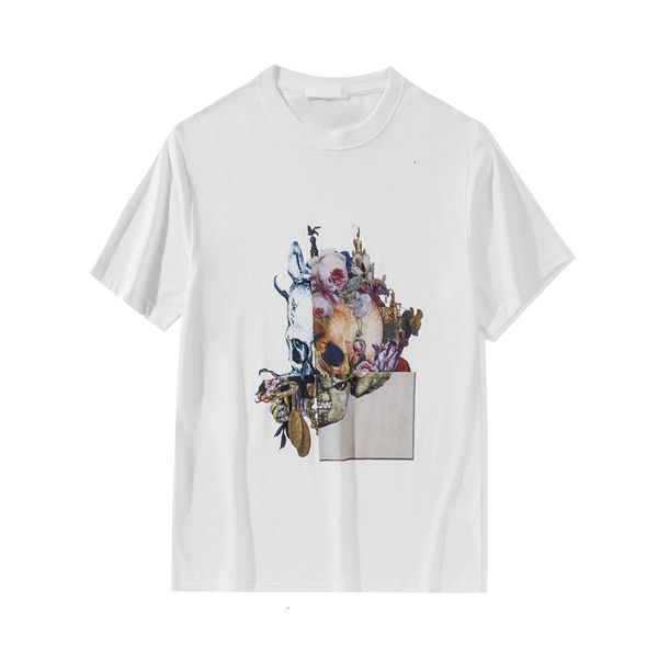 

2021 men's t-shirt summer new personalized skull painting trend brand slim mmj round neck short sleeve 1syd, White;black