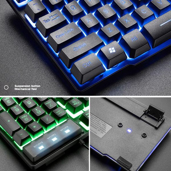 

1set t11 mechanical keyboard rainbow backlight keypad mouse for pc lapgaming q1jf