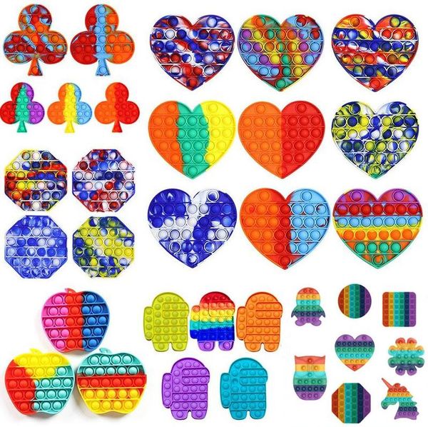 

rainbow push pop it fidget toy sensory push bubble fidget sensory autism special needs anxiety stress reliever for office fluorescence