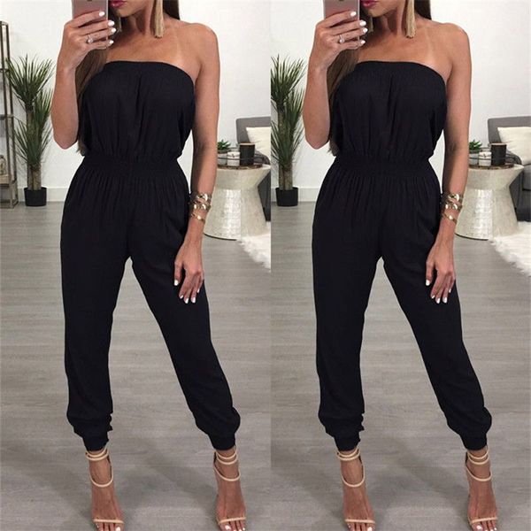 

women jumpsuit ladies jumpsuits party rompers black off shoulder jumpsuit women sleeveless romper skinny rompers trousers, Black;white