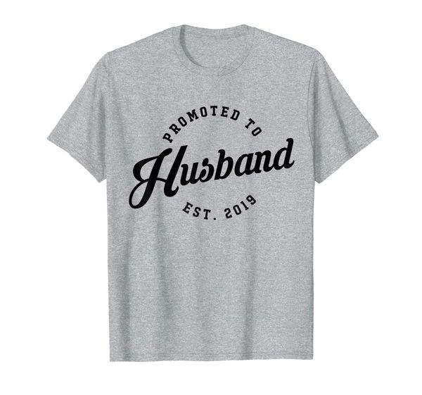 

mens promoted to husband est 2019 t shirt newlywed bride groom, White;black