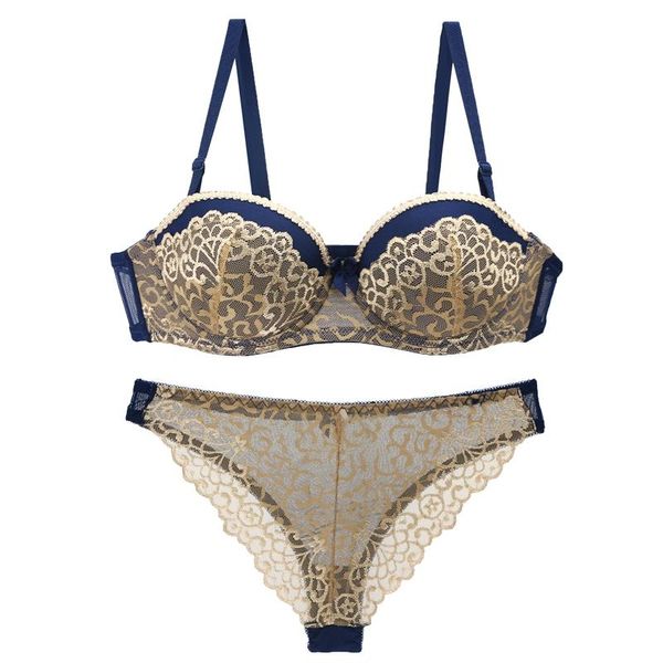 

bras sets underwear push up bra set cotton brassiere deep v black lace and panty embroidery women lingerie blue, Red;black