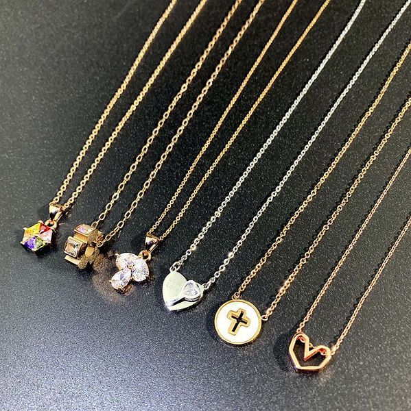 

2021 new female fashion necklace pendant short chain necklace pendant for women charm gifts girlfriends gift party jewelry mixed style, Silver