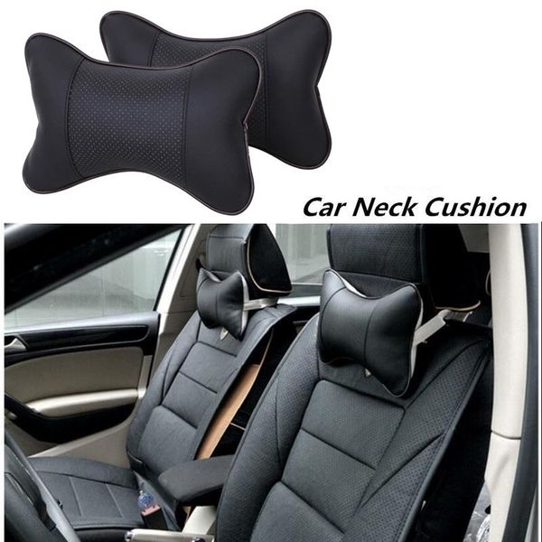 

seat cushions 2pcs car leather pillows breathable mesh headrest dirt-proof waterproof auto backrest cotton cushion pillow