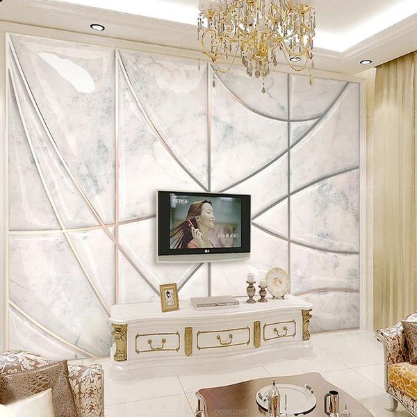 

custom creative marble texture 3d geometric soft pack for living room tv background wall mural home decor wallpaper 3d fresco
