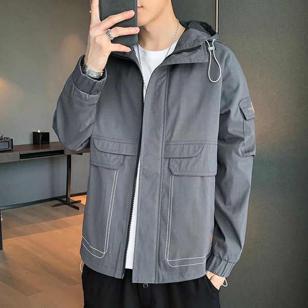 

men's jackets 2021 autumn cargo coat fashion brand spring and jacket korean ins versatile clothes, Black;brown