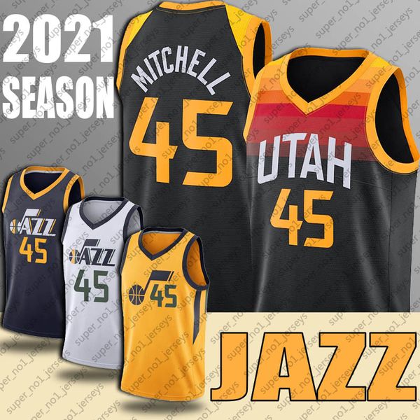

donovan 45 mitchell jersey throwback john karl stockton malone jerseys basketball, Black;red