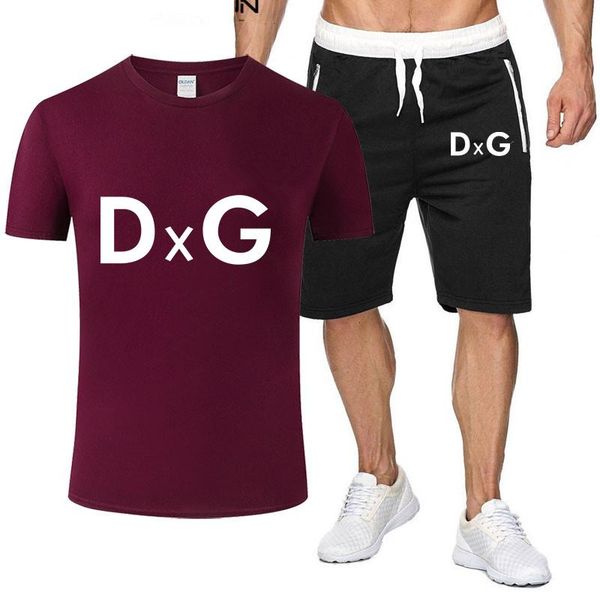 

men's tracksuits men summer lonsdale sportswear sets short sleeve t-shirts pants fashion casual shorts 2 pieces, Gray