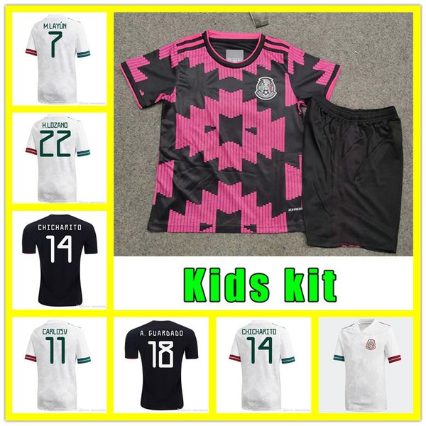 

s-2xl fans version 20 21 mexico soccer jerseys away h.lozano dos santos chicharito 2020 2021 national team sports football uniform shirts, Black;yellow