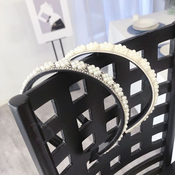 

headband woman new handmade korean pearl hairband sweet girl beaded hair accessories for girls hairdress high quality, Slivery;white