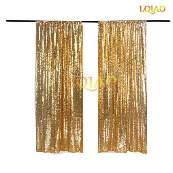 

party decoration 2x8ft gold sequin background wedding po booth curtain overhang sequins-2pcs