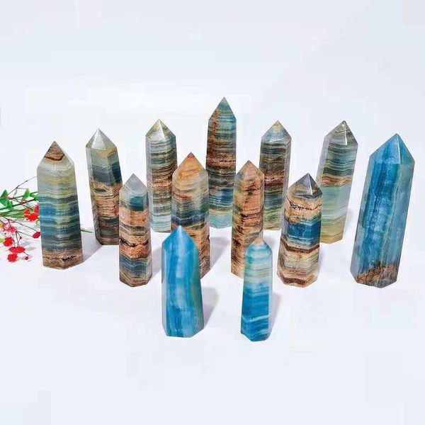 

decorative objects & figurines natural beautiful delicate gemstone obelisk pillar blue onyx crystal point tower wand craft for