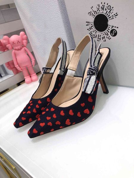 

sandals women's ribbon sandals quake oblique embroidered jacquard letters high-heeled bow sandalss 6bf2, Black