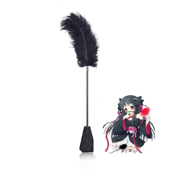 

black feather whip with sword handle for flirting and spanking bdsmspanking paddle for pony role play tickler kinky naughty