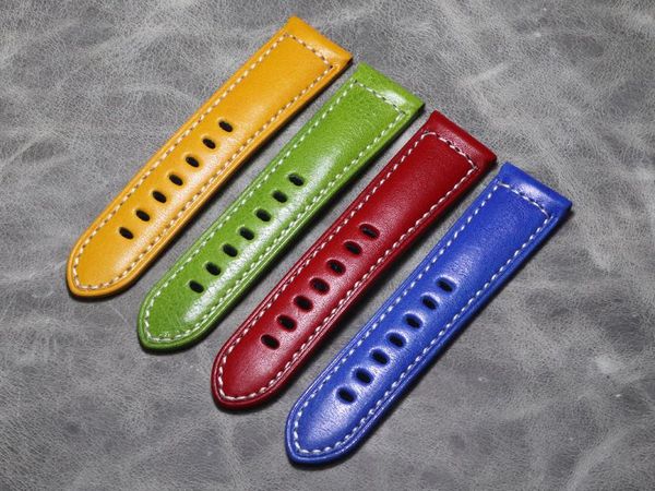 

watch bands cowhide strap bracelet 24mm 4color women men genuine leather handmade watchbands accessories soft belt, Black;brown